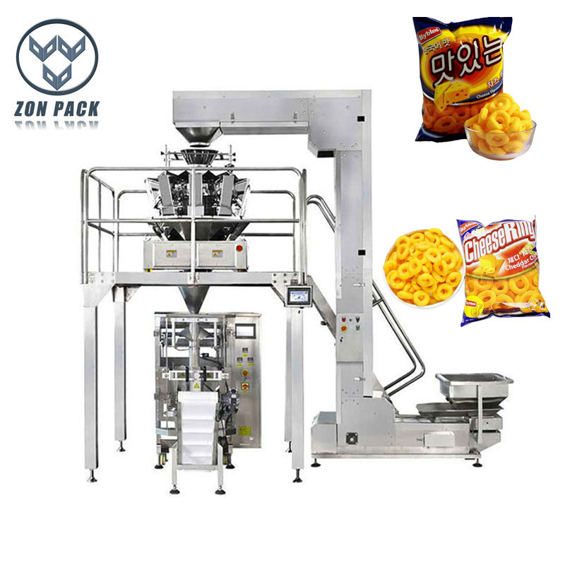 Vertical Pillow Packaging Machine 50g 100g Chips Popcorn Puffed Food Weighing