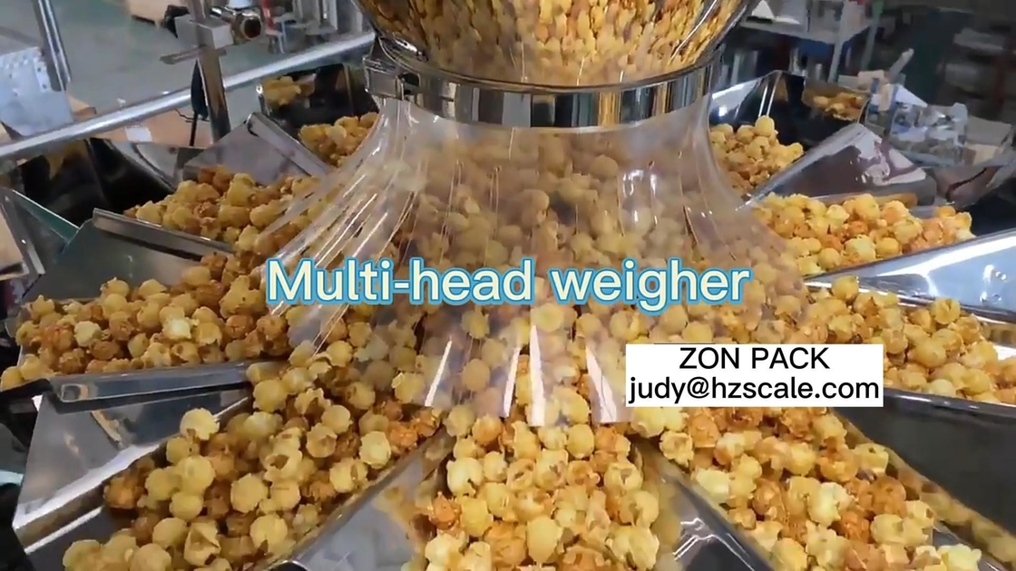 Multihead Weigher Vertical Packing Machine For Snack Food Nuts Popcorn