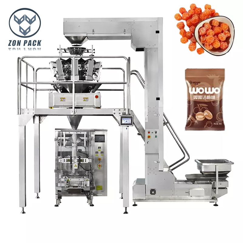 Vertical VFFS Packing Machine Plum Candy Packing Machine With Multi Head Weigher