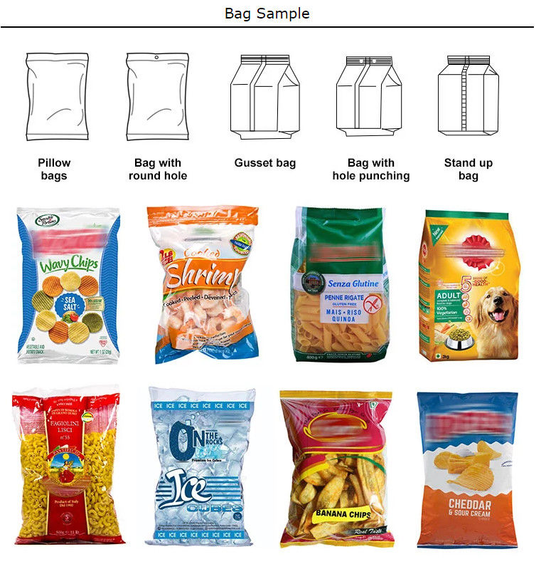 Popcorn Potato Chips Nuts Packing Machine With Nitrogen