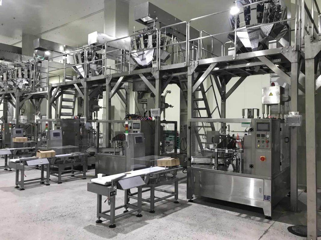 8 Stations Multihead Weigher Nitrogen Packing Machine For Snacks