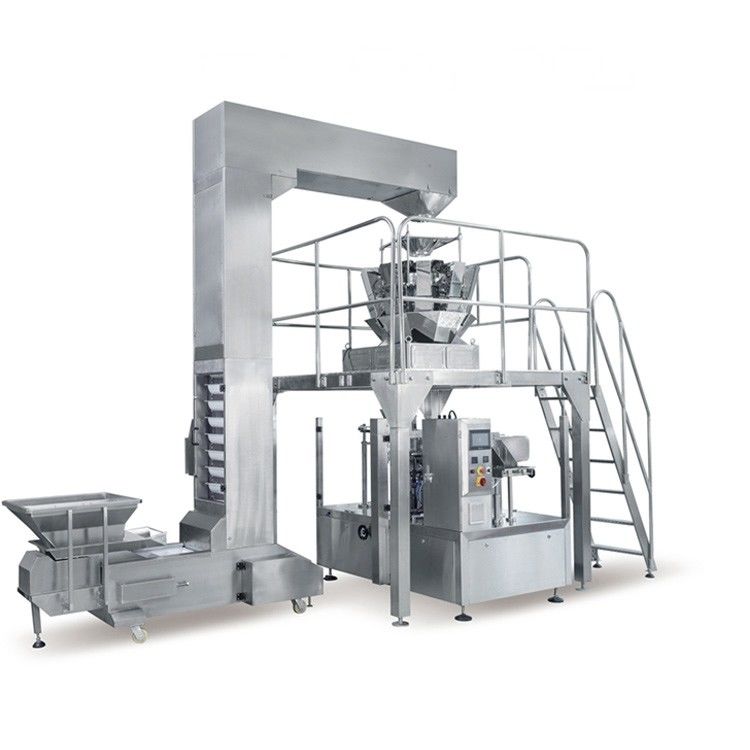 8 Stations Nitrogen Filling Multihead Weigher Packing Machine For Snacks