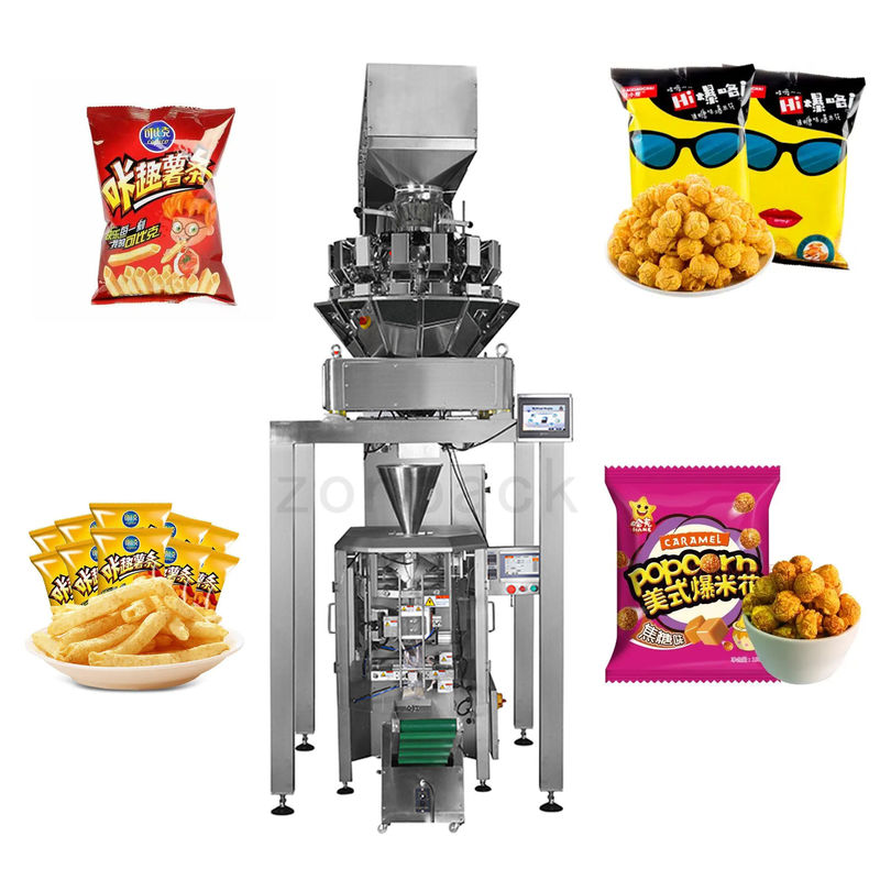 Puffed Food Pillow Bag Packing Machine PLC Control Fully Automatic