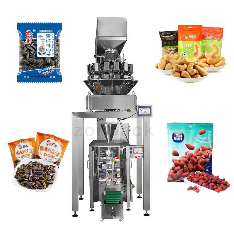 Cashew Nuts Weighing 100g 200g Pillow Packaging Machine PLC Control