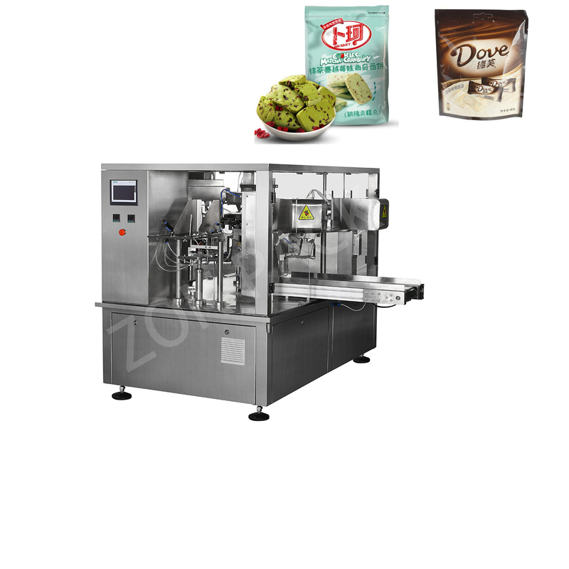 Flat Pouch Rotary Packaging Machine For Chocolate Cookies Automatic