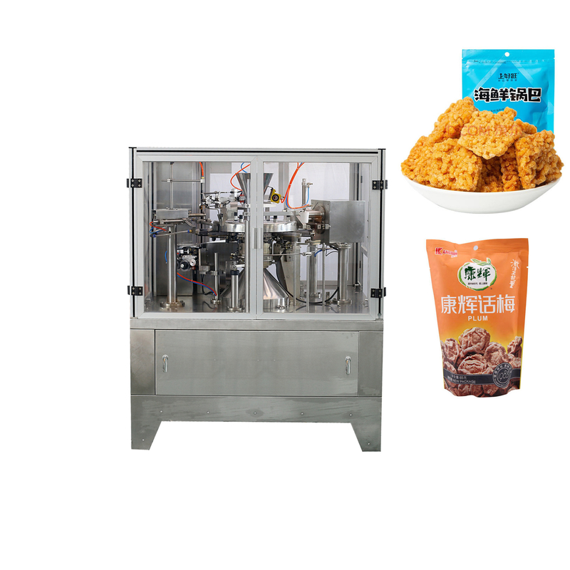 Zipper Bag Flat Pouch Rotary Packaging Machine For Chocolate Cookies 300g 500g
