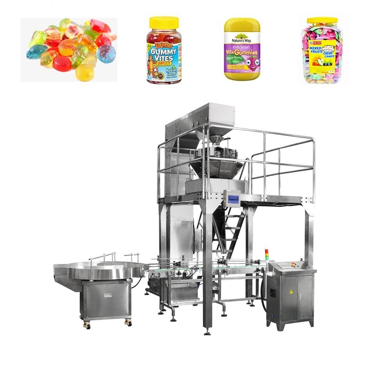 30 Jars / Min Automatic Plastic Glass Jar Packing Machine For Candy Snack