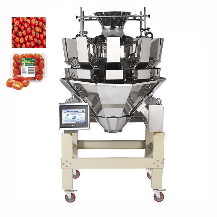 Automatic Waterproof 10 Head Weigher Cherry Tomato Weighing For Plastic Tray
