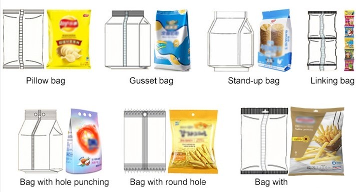 Cookies Chips Vertical Packing Machine Pillow Bag Gusset Bag 55bags/Min