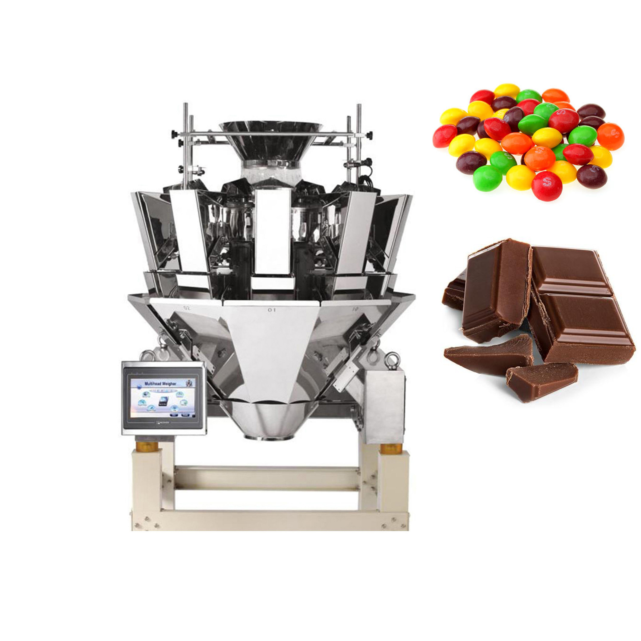Candy Sugar Weighing Automatic Multihead Weigher 50g 100g