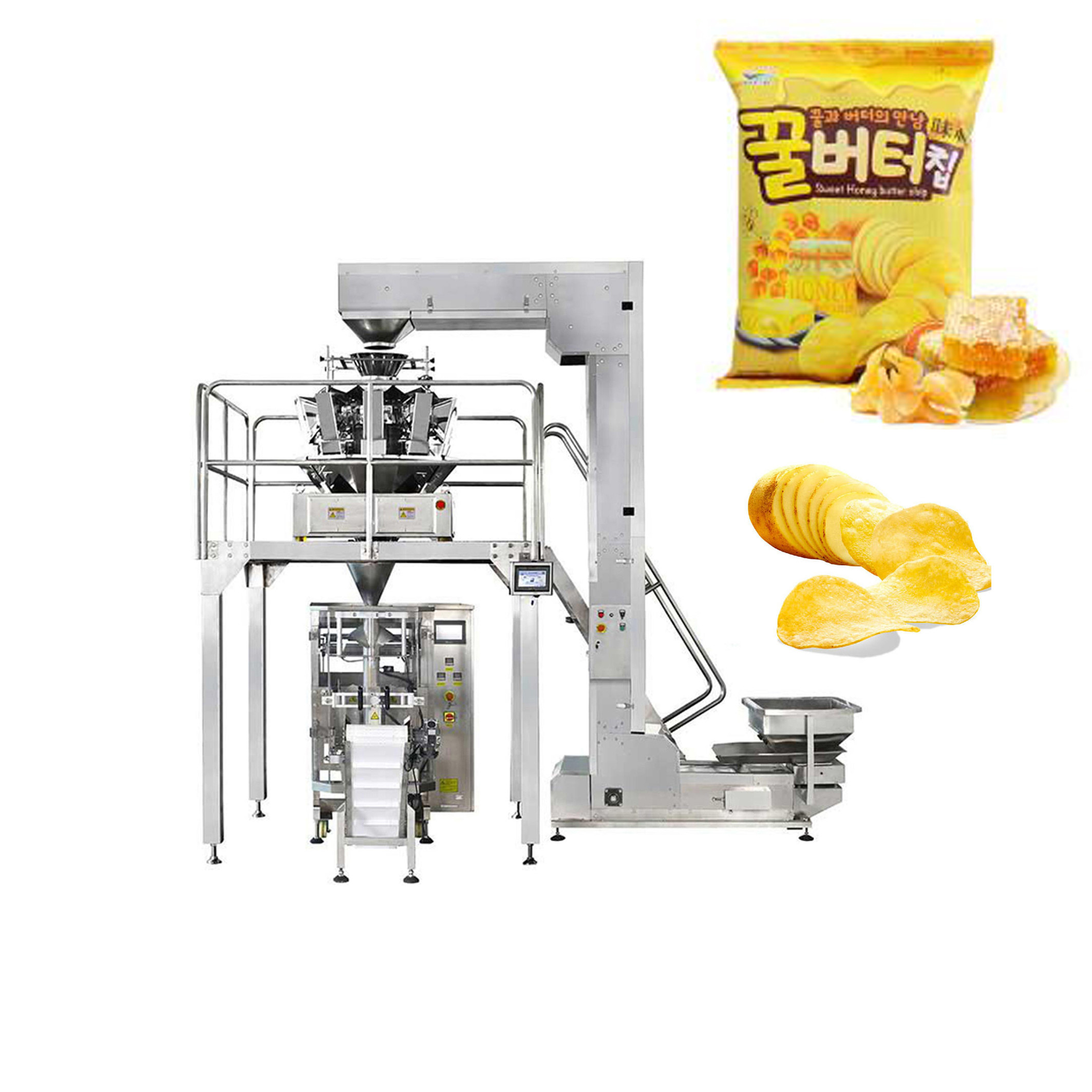 Chips Weighing 50g 100g Pillow Bag Packing Machine 30Bags/Min