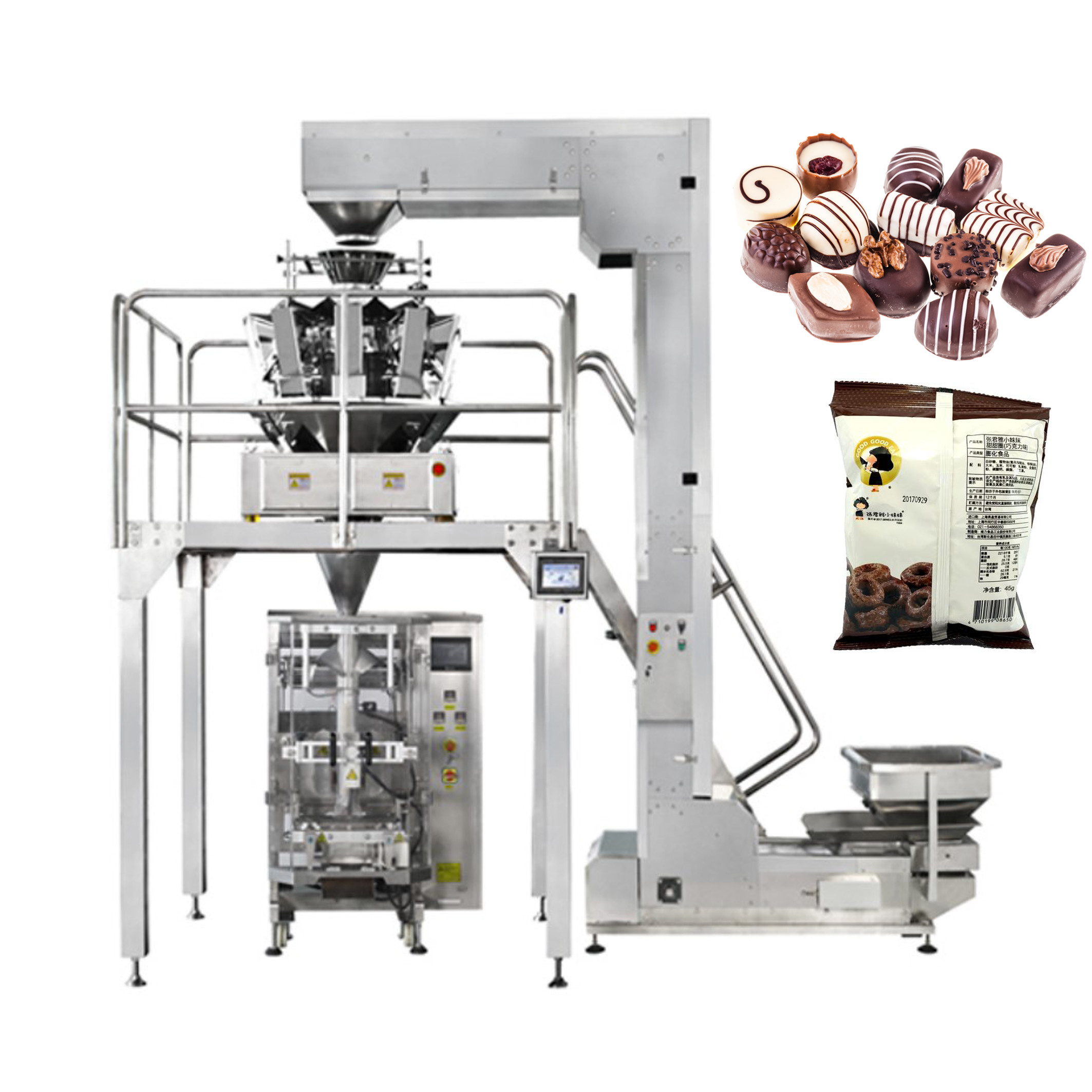 Automatic 304SS Pillow Pouch Packaging Machine Filling Food 30bags/Min