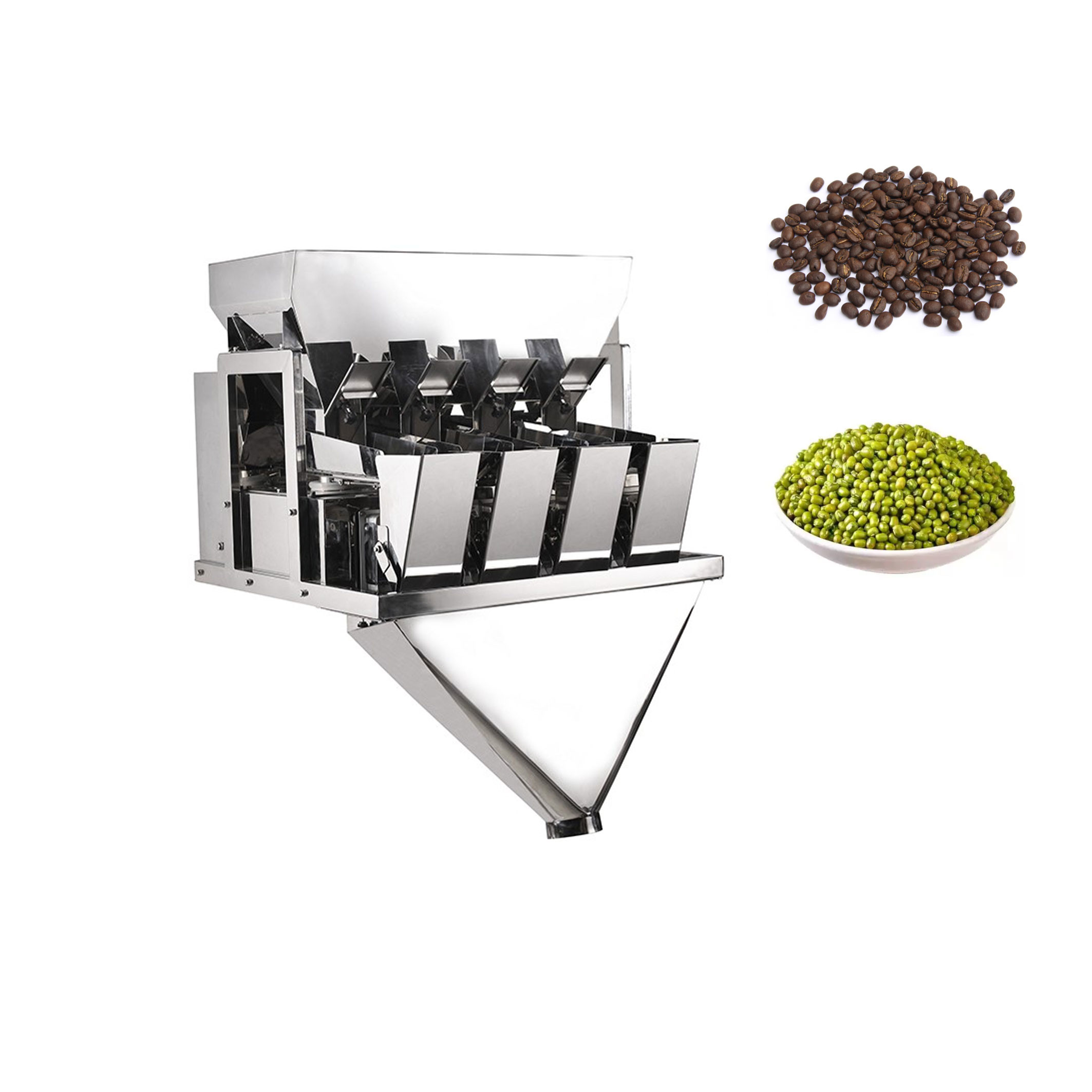 Food Candy Coffee Bean 4 Head Linear Weigher Automatic Weighing Filling
