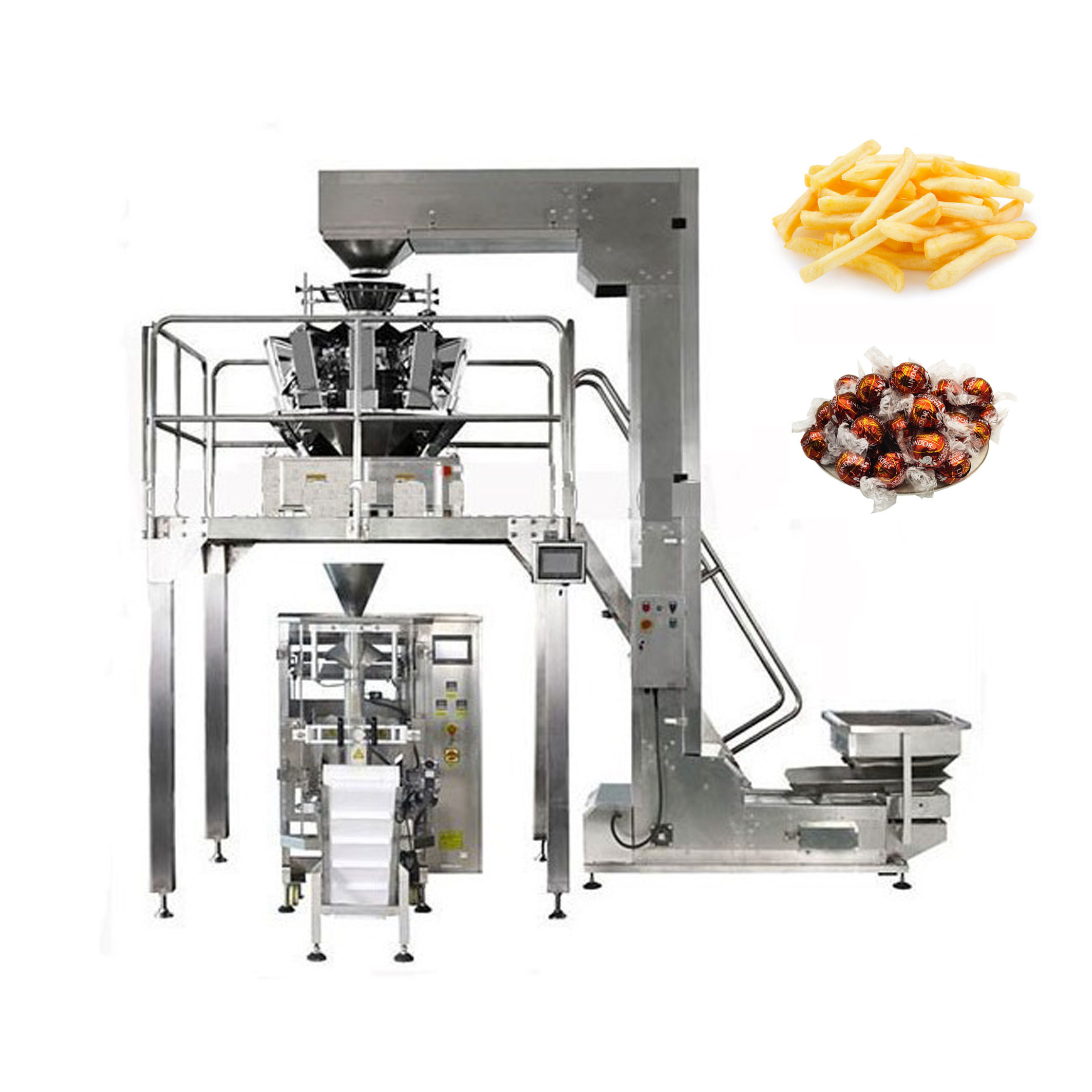 304SS Potato Chips Pillow Bag Vertical Packing Machine With Multihead Weigher