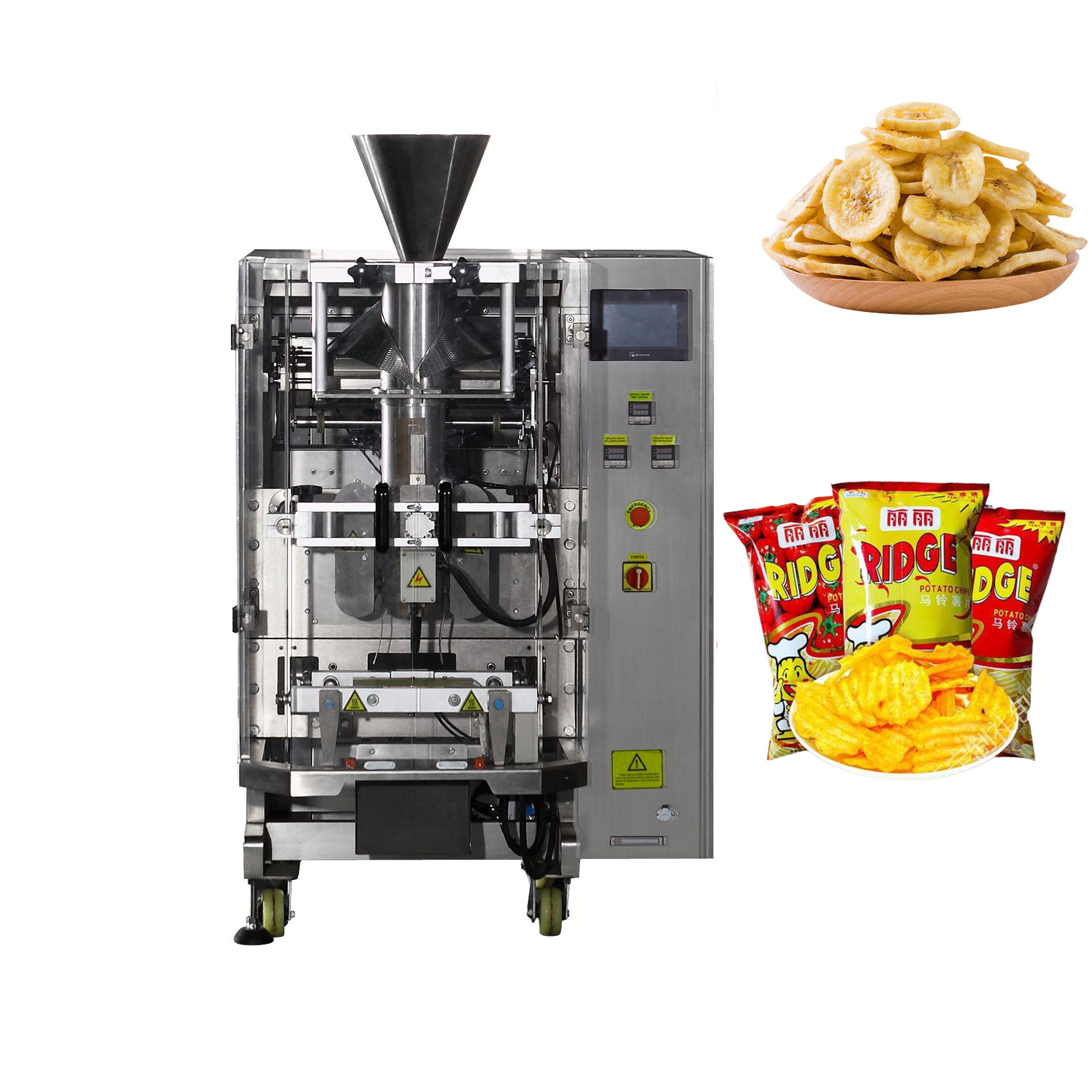 304SS Potato Chips Pillow Bag Vertical Packing Machine With Multihead Weigher